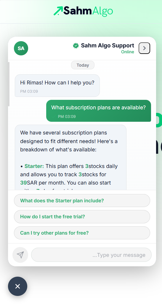AI Chat — Intelligent responses with suggested follow-up questions