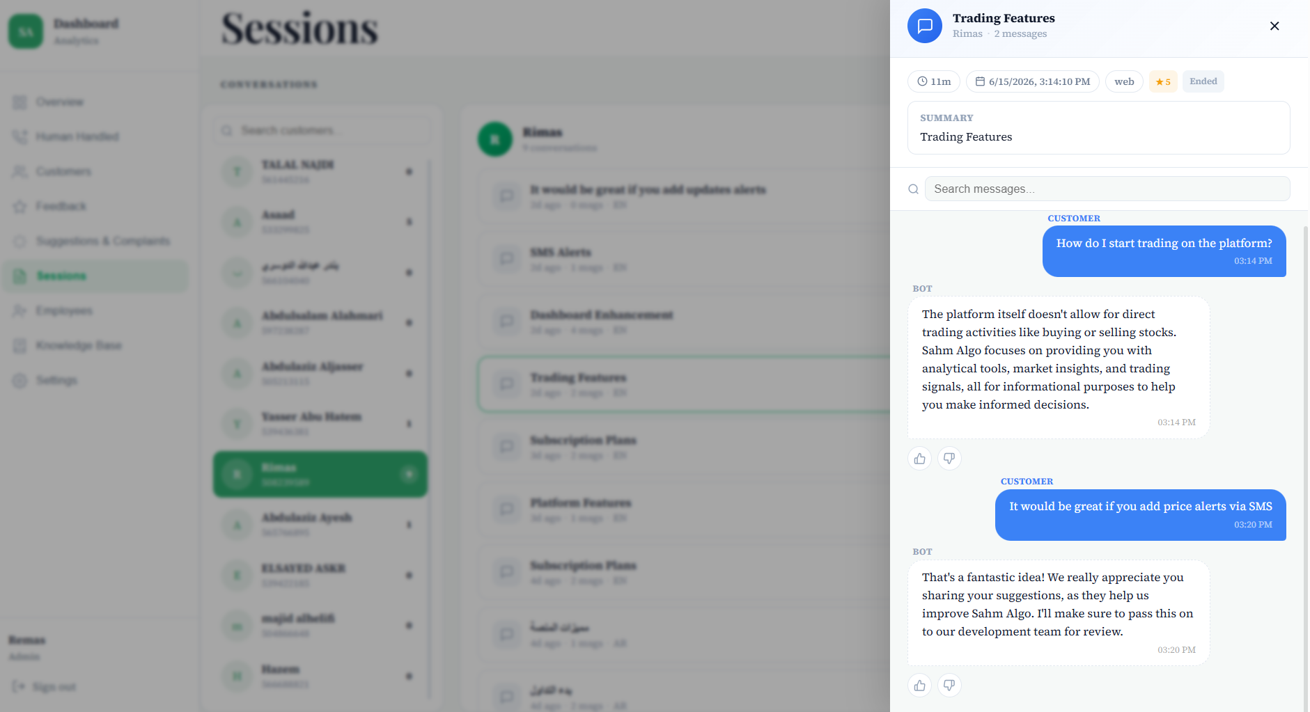 Conversation Search — Chat history