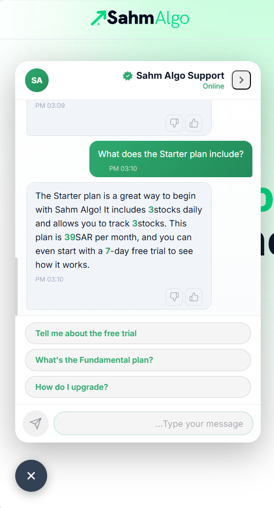 Chat Widget — RAG-powered answers about subscription plans